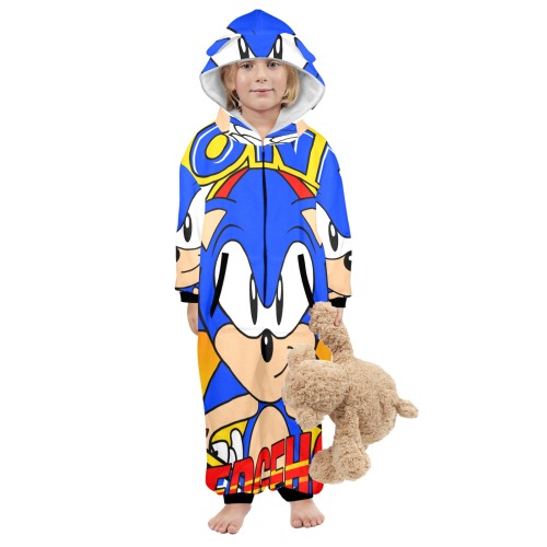 Sonic one pace One-Piece Zip up Hooded Pajamas for Little Kids