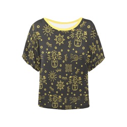 African patterns -11 Women's Batwing-Sleeved Blouse T shirt (Model T44)