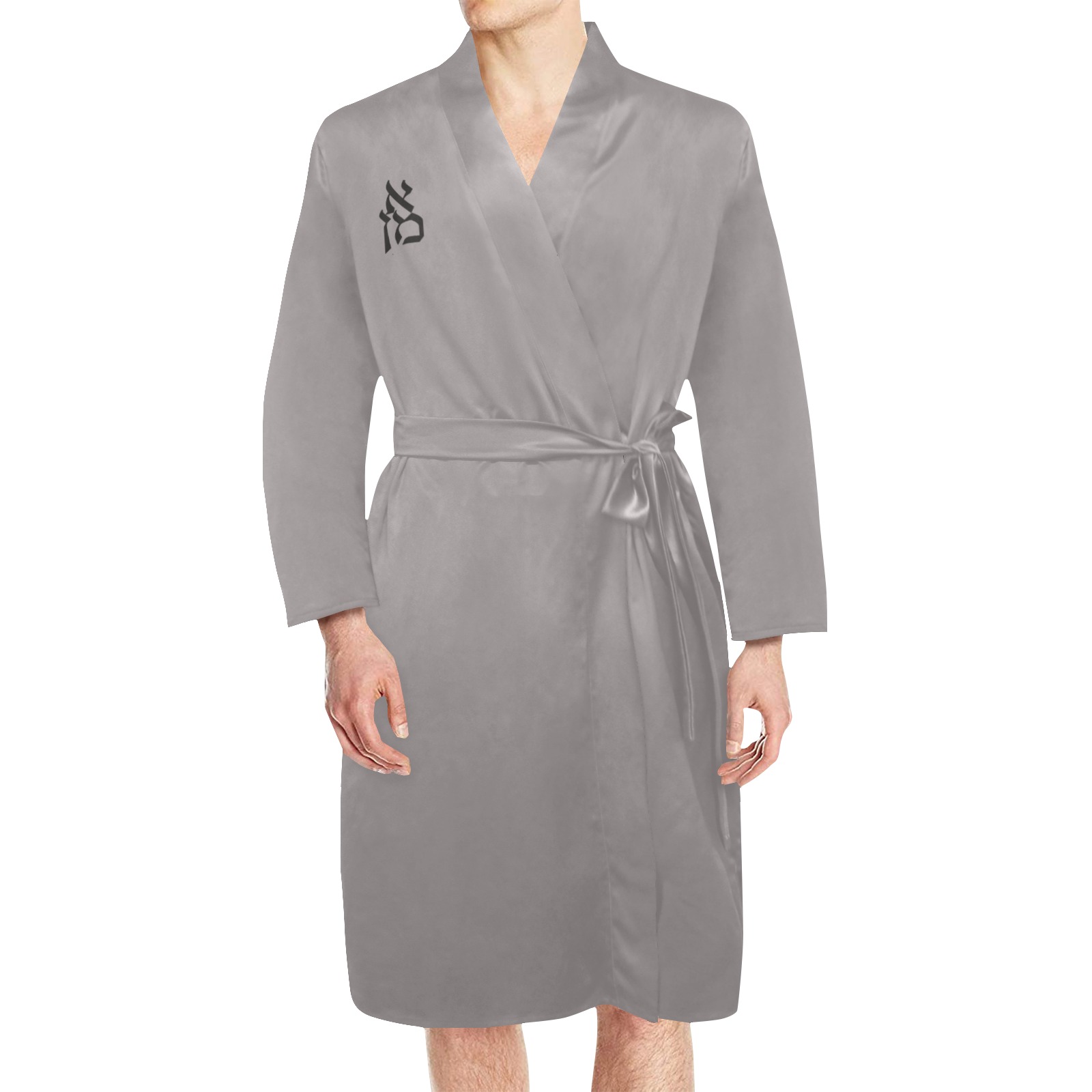 amen Men's Long Sleeve Belted Night Robe (Model H56)