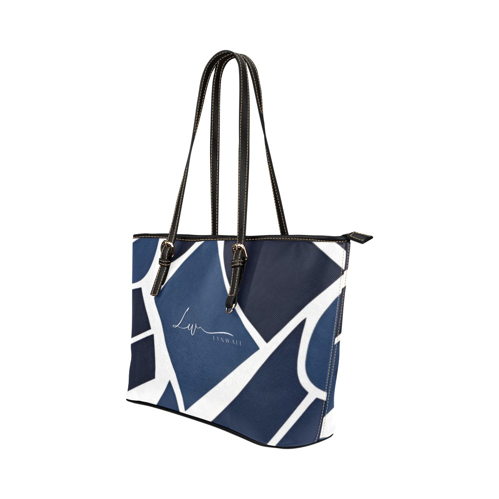 Lynwall Navy Blue Leather Tote Bag/Small (Model 1651)