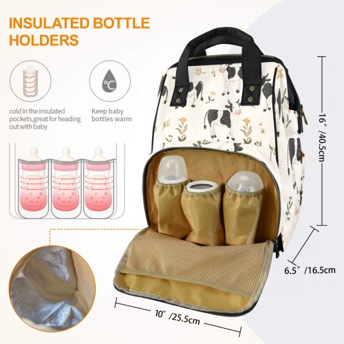 Cow Print Diaper Bag Multi-Function Diaper Bag-New (Model 1688)