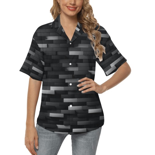 Bricks All Over Print Hawaiian Shirt for Women (Model T58)