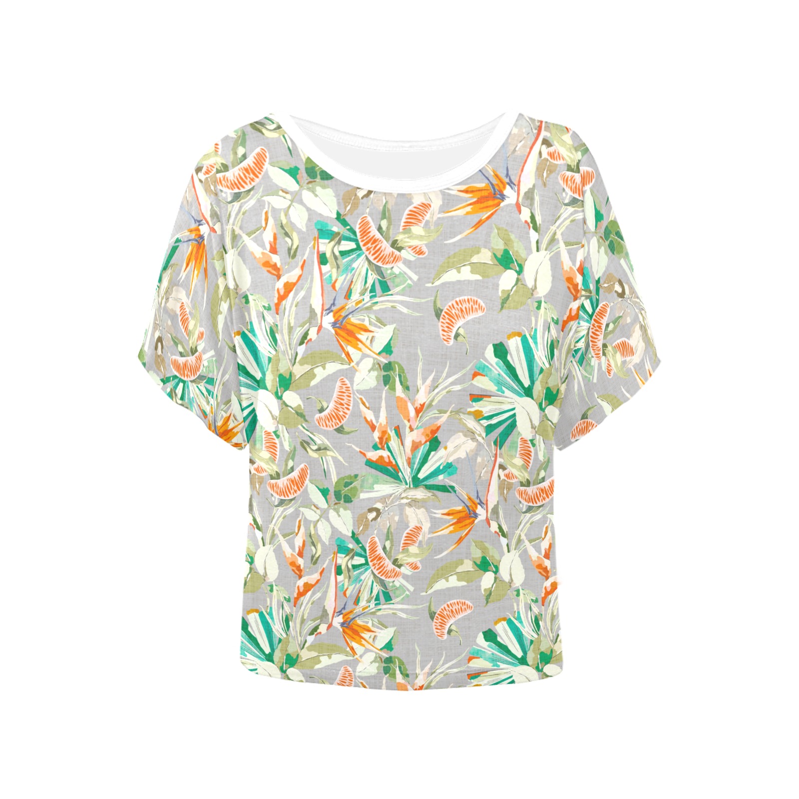 Orange in the palms jungle 201 Women's Batwing-Sleeved Blouse T shirt (Model T44)