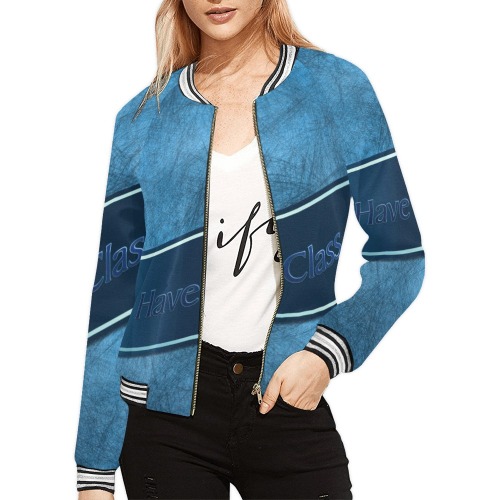 I Have Class All Over Print Bomber Jacket for Women (Model H21)