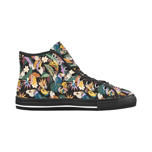 Toucans in the modern colorful dark jungle 2 Vancouver H Women's Canvas Shoes (1013-1)