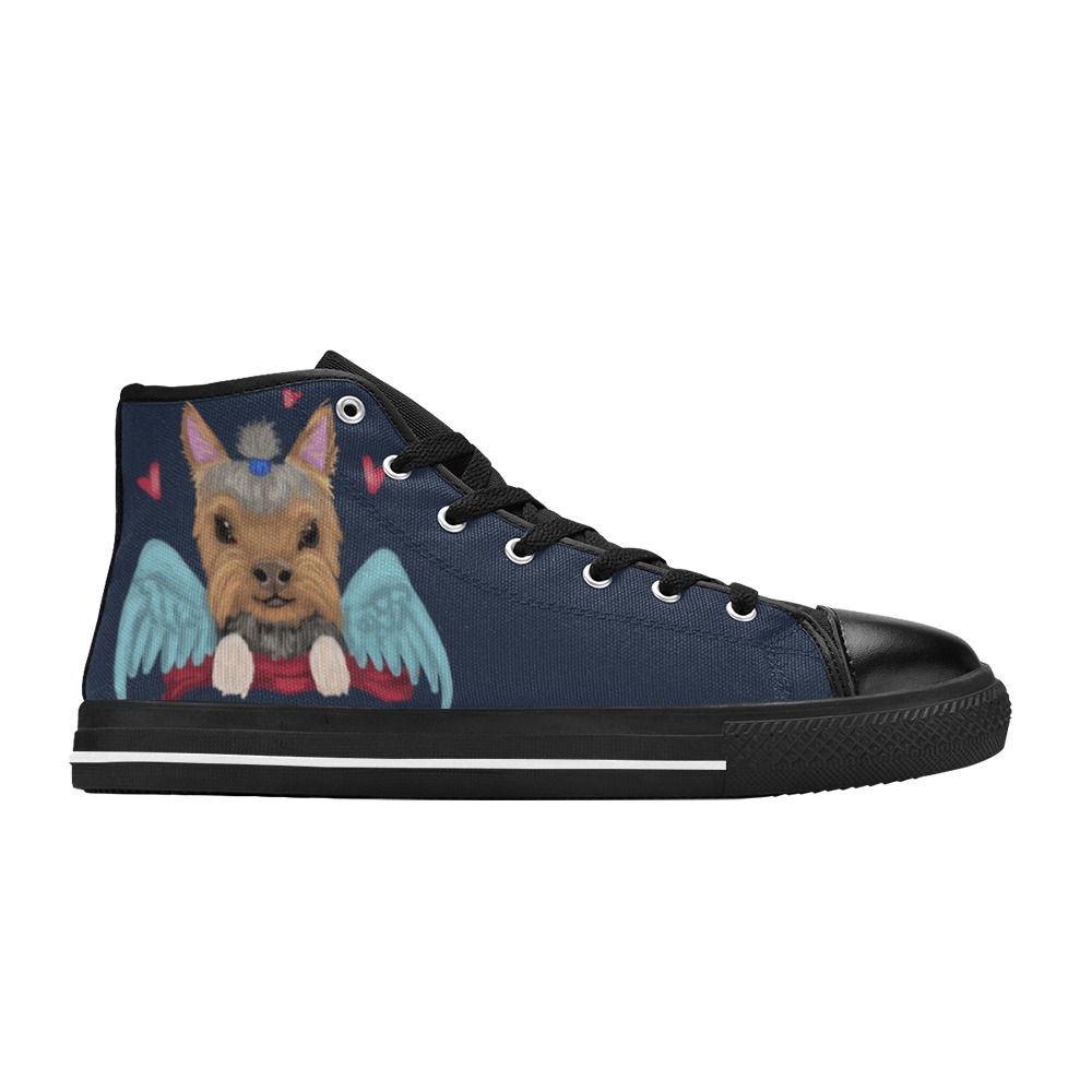 Yorkshire Terrier with angel wings Women's Classic High Top Canvas Shoes (Model 017)