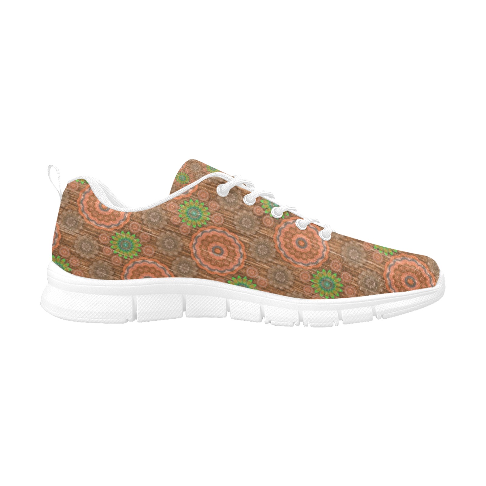 The Orange floral rainy scatter fibers textured Women's Breathable Running Shoes (Model 055)