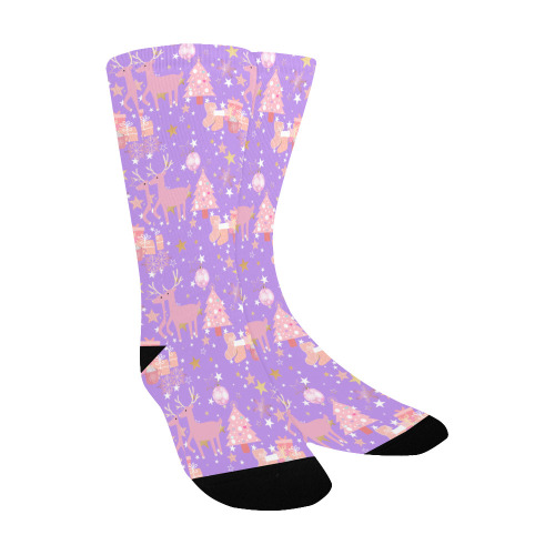 Pink and Purple and Gold Christmas Design Kids' Custom Socks