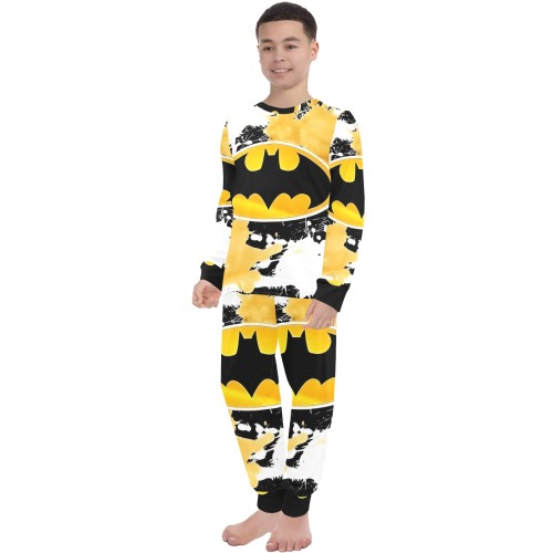 Batman PJ Big Boys' Crew Neck Long Pajama Set