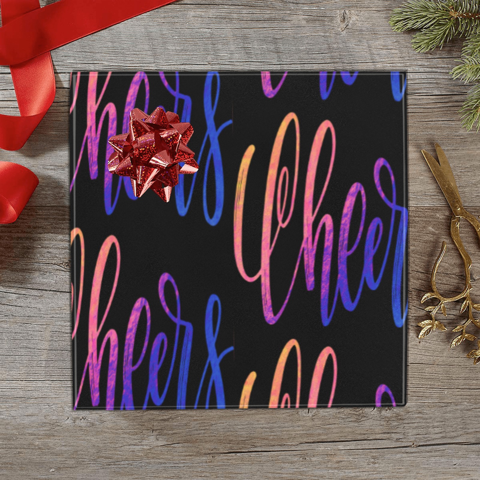 Cheers! Merry Christmas! Gift Wrapping Paper 58"x 23" (3 Rolls)
