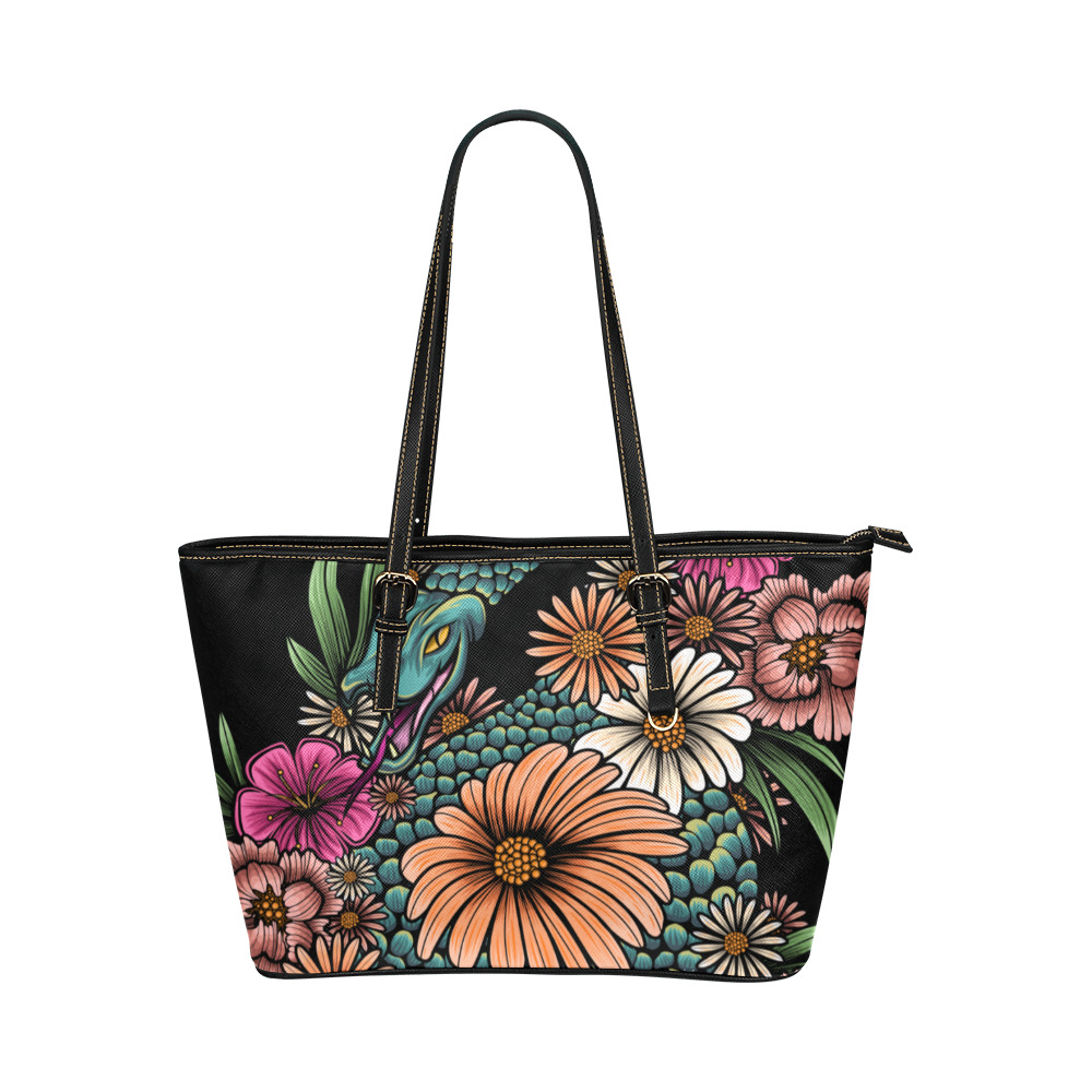 In My Garden Leather Tote Bag/Small (Model 1651)