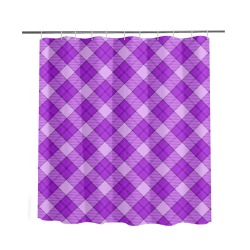 Purple Plaid Tartan 3 Diagonal Shower Curtain 66"x72"