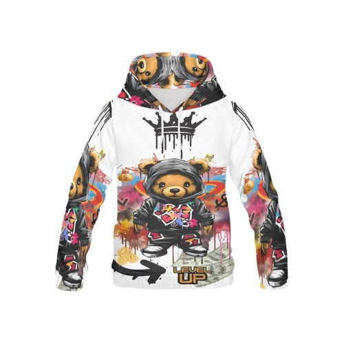 Level up teddy bear hoodie All Over Print Hoodie for Kid (USA Size) (Model H13)