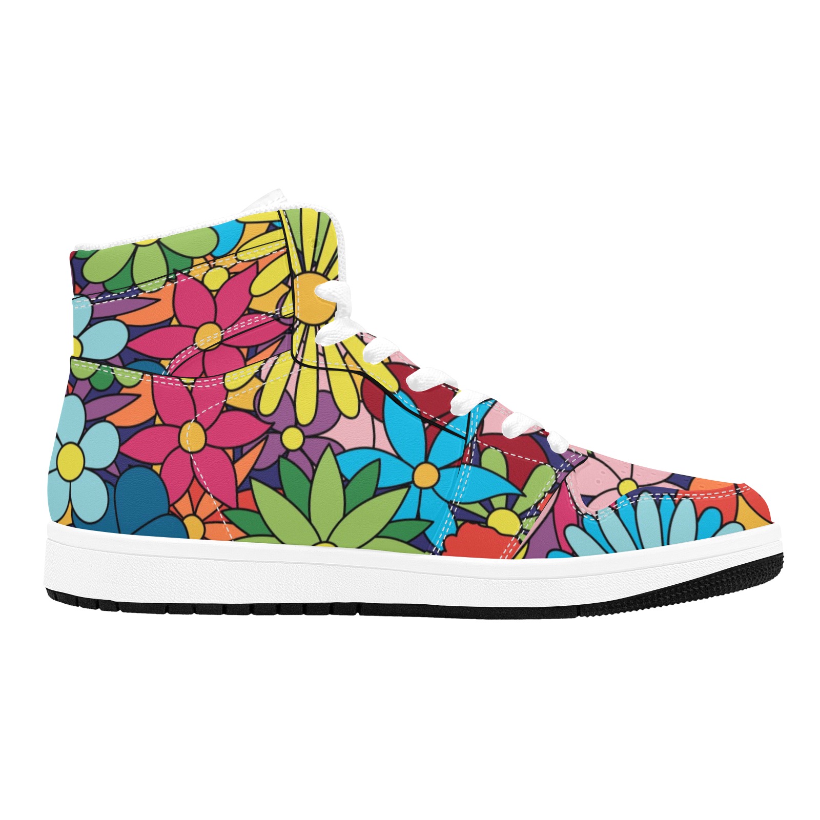 Hippy Flower Power Men's High Top Sneakers (Model 20042)