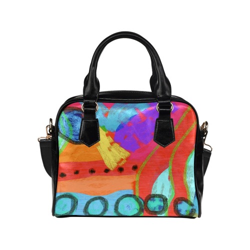 Funky Abstract Art Satchel Purse Shoulder Handbag (Model 1634)