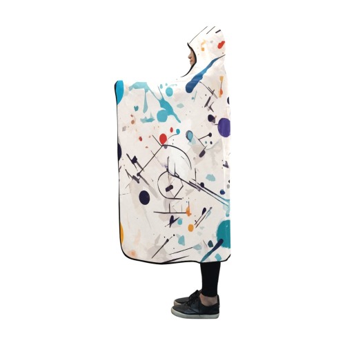 Colorful abstract art, beige background. Hooded Blanket 60''x50''