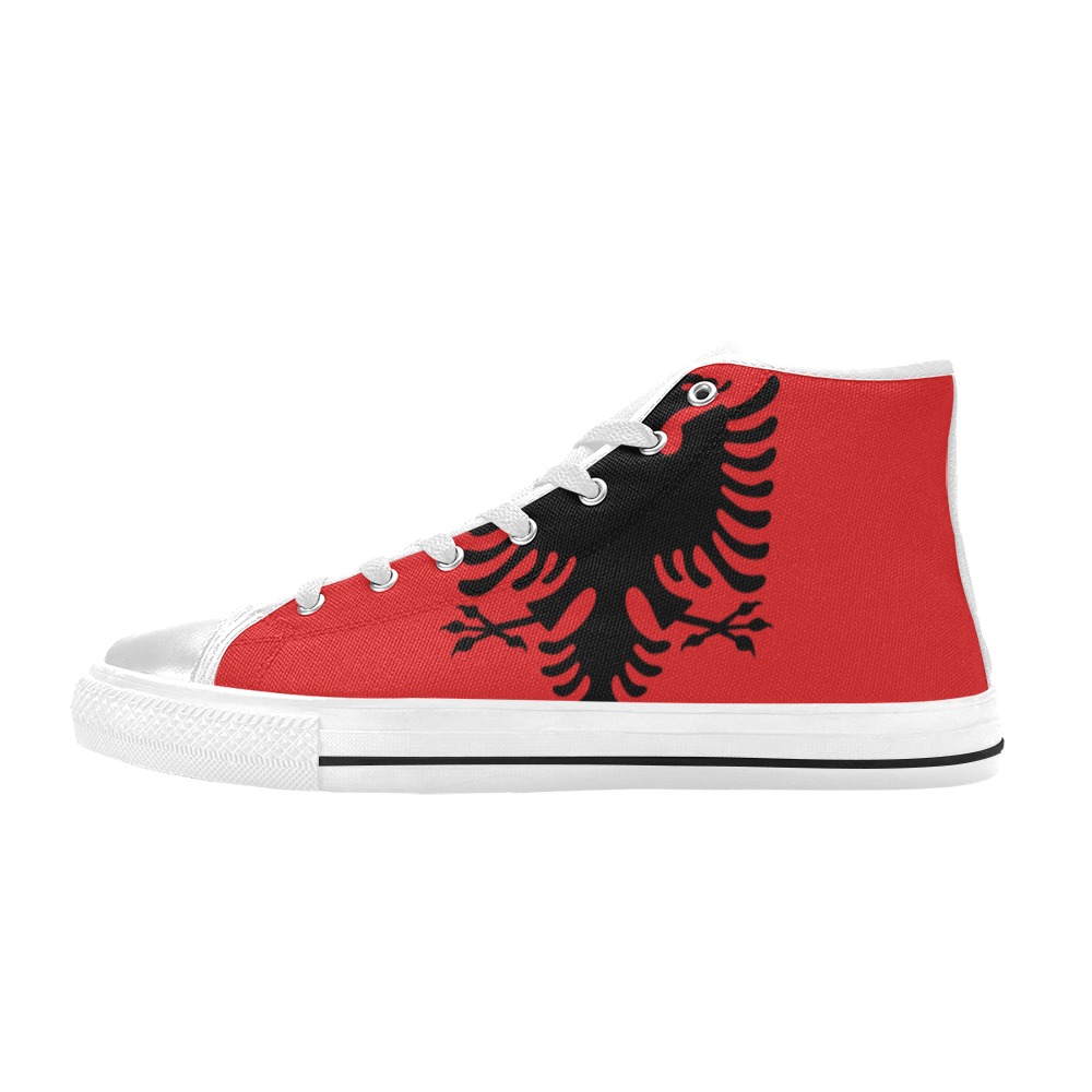 Flag_of_Albania.svg Men’s Classic High Top Canvas Shoes (Model 017)