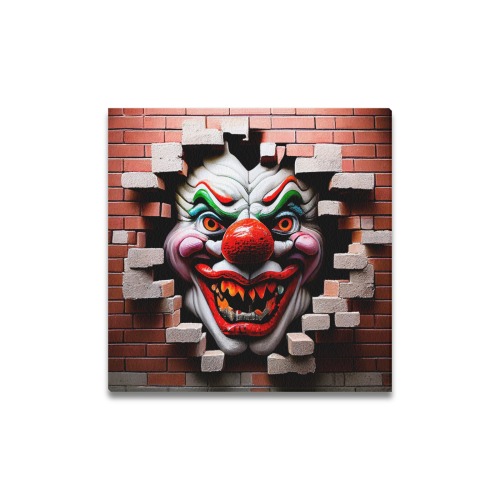 creepy clown face 4/4 Upgraded Canvas Print 16"x16"