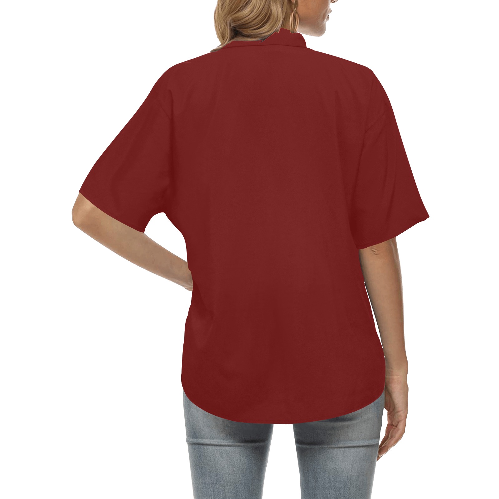 Burgundy Wine Red All Over Print Hawaiian Shirt for Women (Model T58)