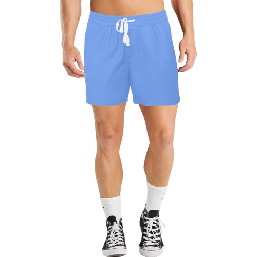 color cornflower blue Men's Mid-Length Casual Shorts (Model L50)