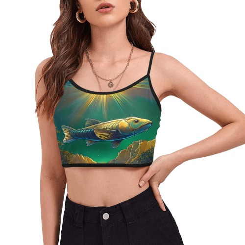 Celestial Swim Women's Spaghetti Strap Crop Top (Model T67)