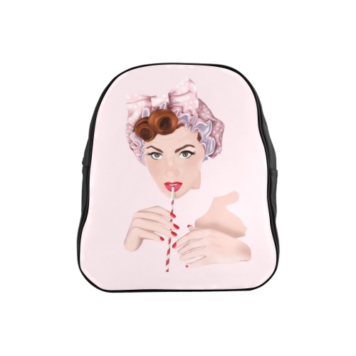 Pink Pin Up Girl School Backpack (Model 1601)(Small)