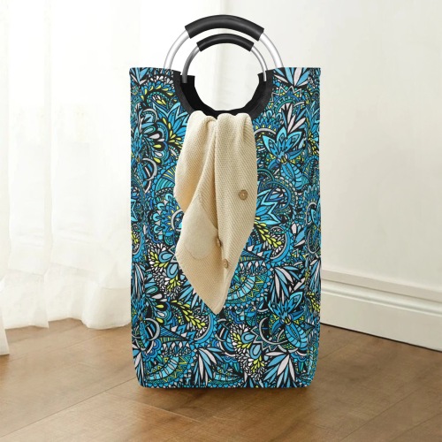 Cerulean Swirls Square Laundry Bag