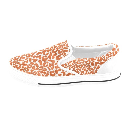 Red leopard animal print - 08B Women's Slip-on Canvas Shoes (Model 019)