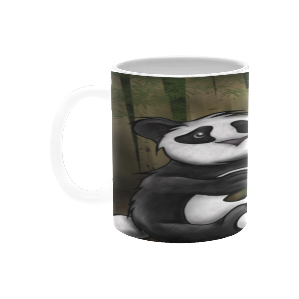 Cute Panda with Bamboo Mug White Mug(11OZ)