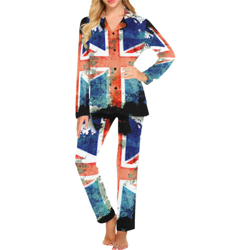 Extreme Grunge Union Jack Flag Women's Long Pajama Set
