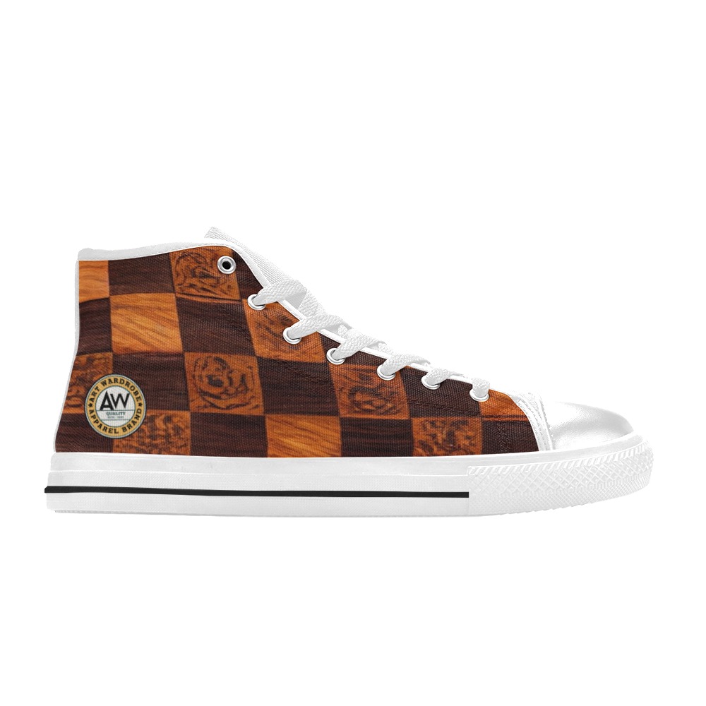 chess board 2 Men’s Classic High Top Canvas Shoes (Model 017)