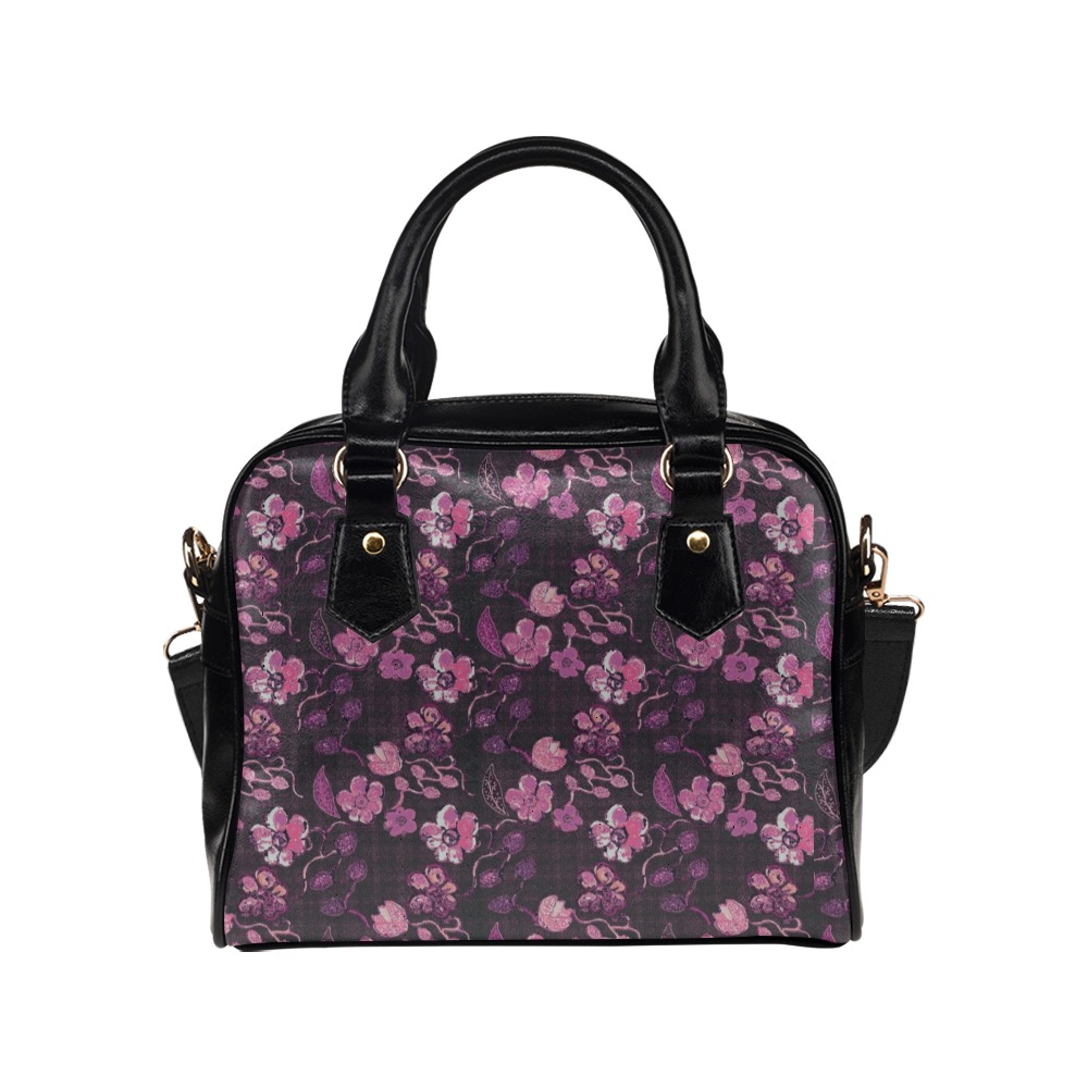 Pink-Purple Floral Vintage Shoulder Handbag (Model 1634)