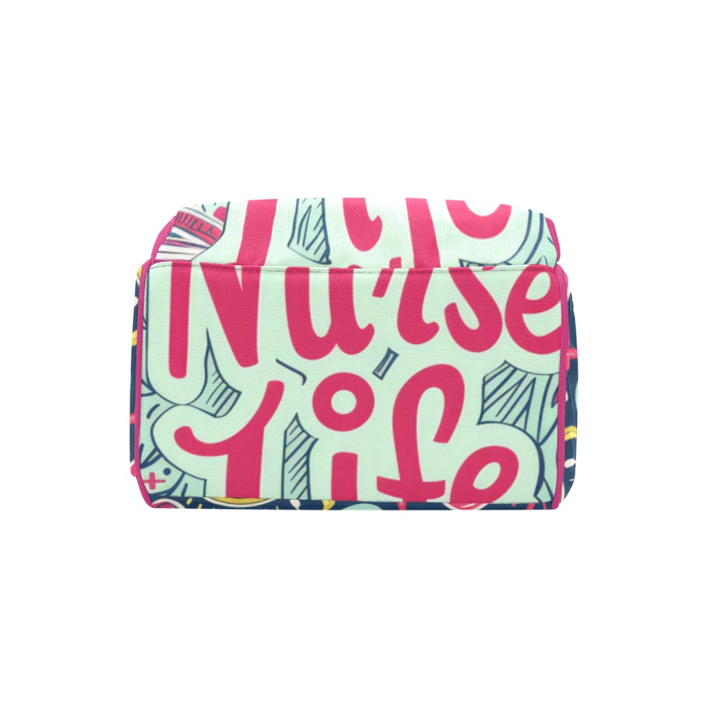 Pink Nurse Life Pattern Multi-Function Diaper Backpack/Diaper Bag (Model 1688)