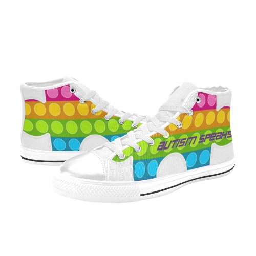 Autism speaks High Top Canvas Shoes for Kid (Model 017)
