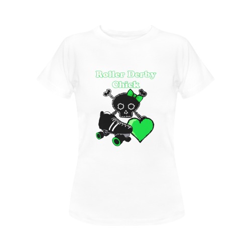 Roller Derby Chick (Green) Women's T-Shirt in USA Size (Front Printing Only)