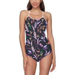 Lavender color wild nature meadow Strap Swimsuit ( Model S05)