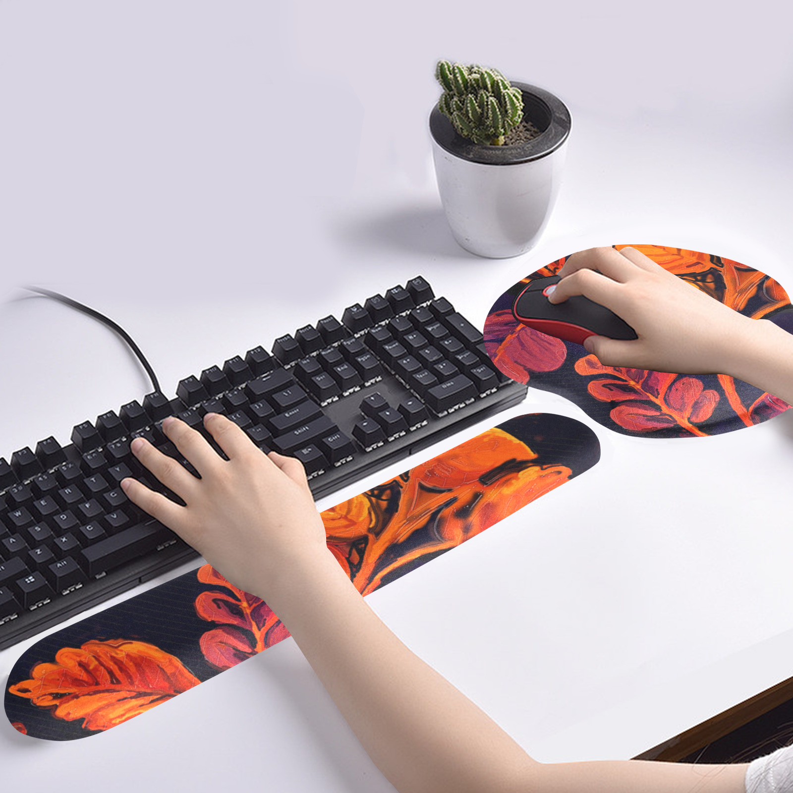 flowers botanic art (10) keyboard mouse pad set Keyboard Mouse Pad Set with Wrist Rest Support