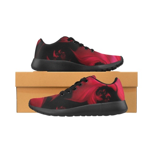 Black and Red Fiery Whirlpools Fractal Abstract Men’s Running Shoes (Model 020)