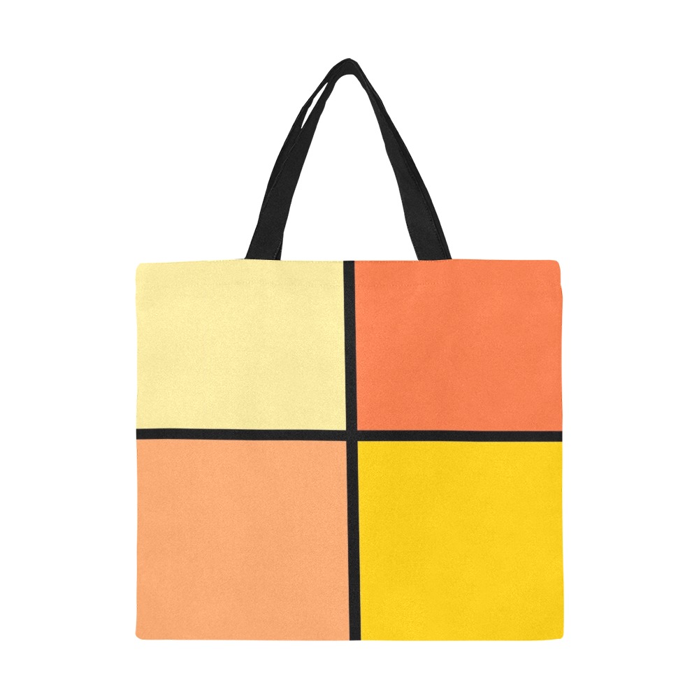 Citrus Orange and Yellow Squares All Over Print Canvas Tote Bag/Large (Model 1699)