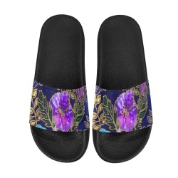 Dark Blue Floral Women's Slide Sandals (Model 057)