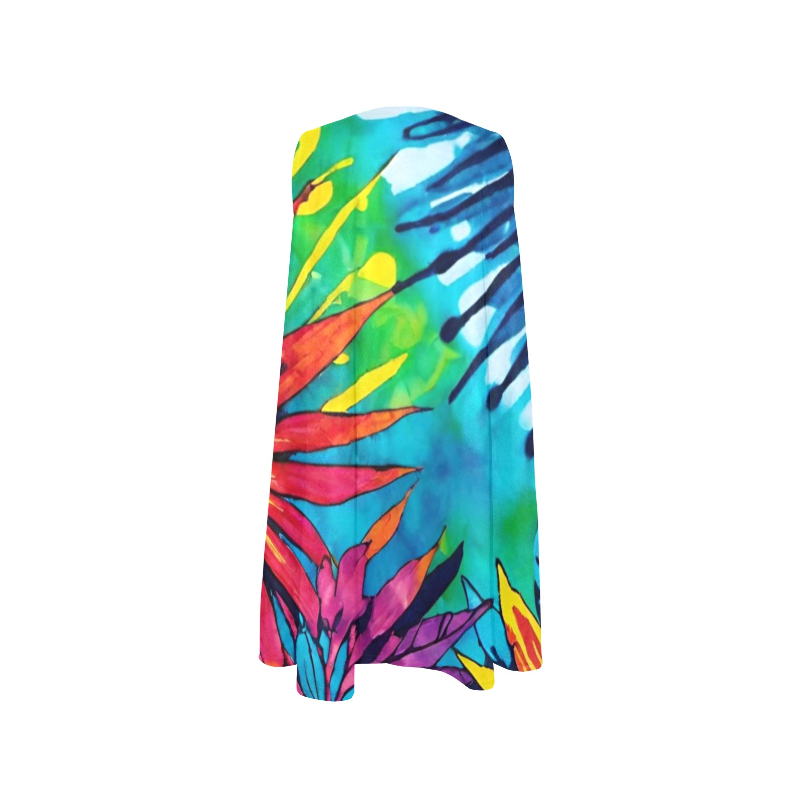 hippy floral splash Sleeveless A-Line Pocket Dress (Model D57)