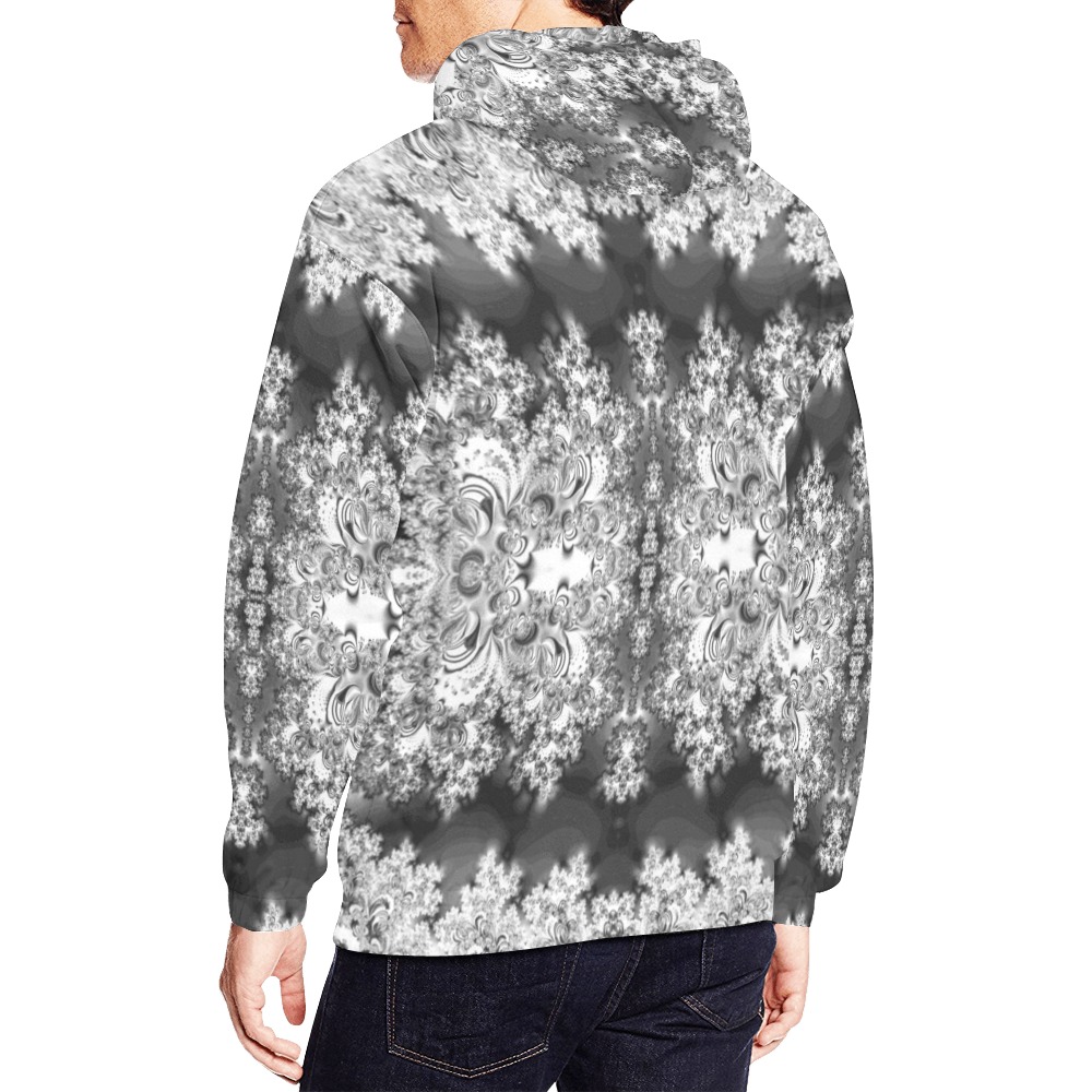 Silver Linings Frost Fractal All Over Print Hoodie for Men (USA Size) (Model H13)