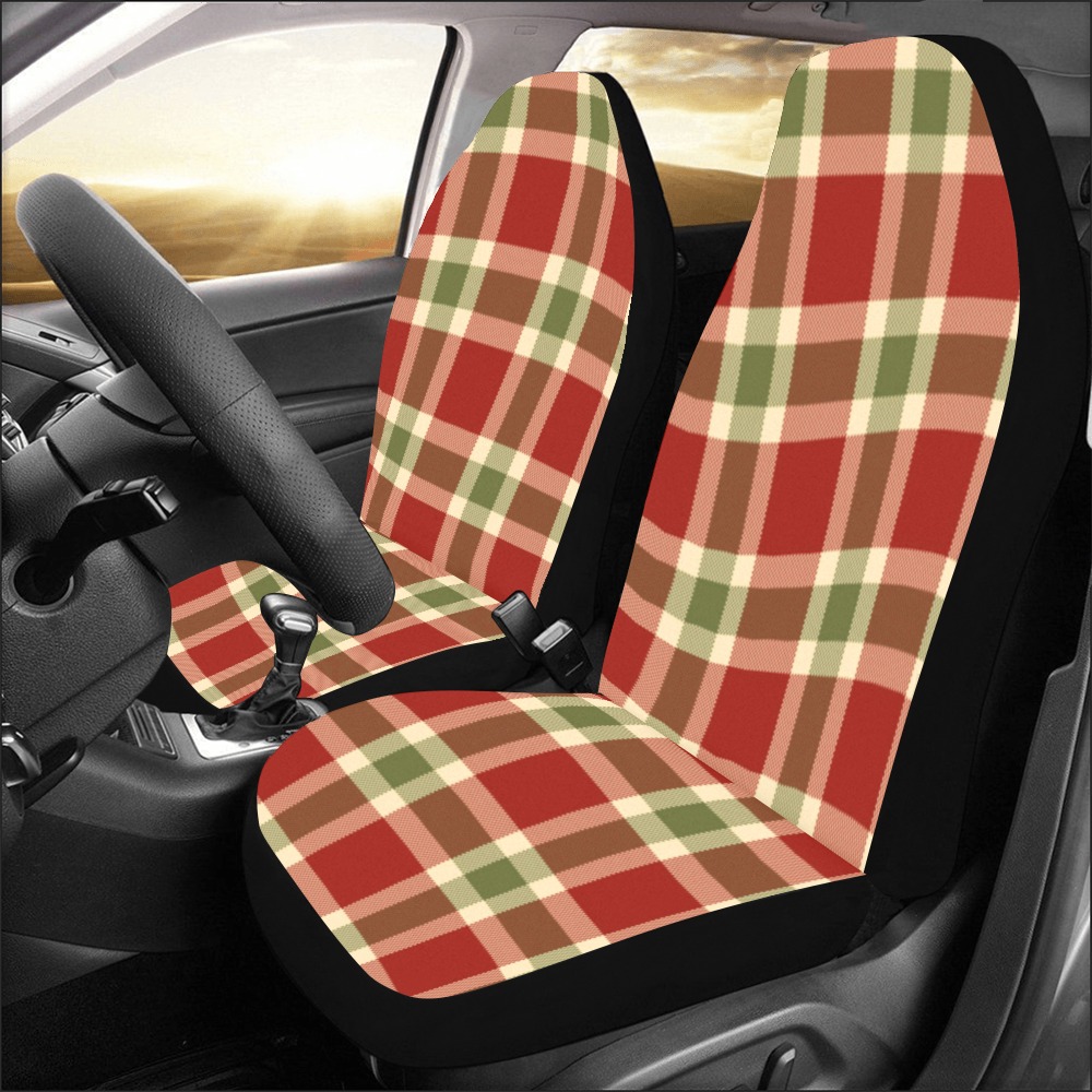 Red And Green Plaid Car Seat Covers (Set of 2&2 Separated Designs)