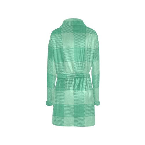 Mint Green Plaid Women's All Over Print Night Robe