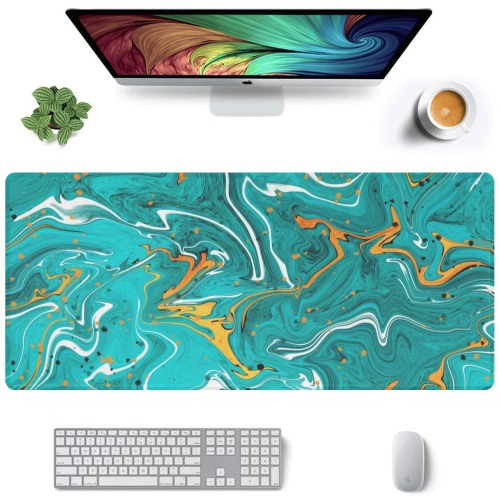Teal marble Gaming Mousepad (35"x16")