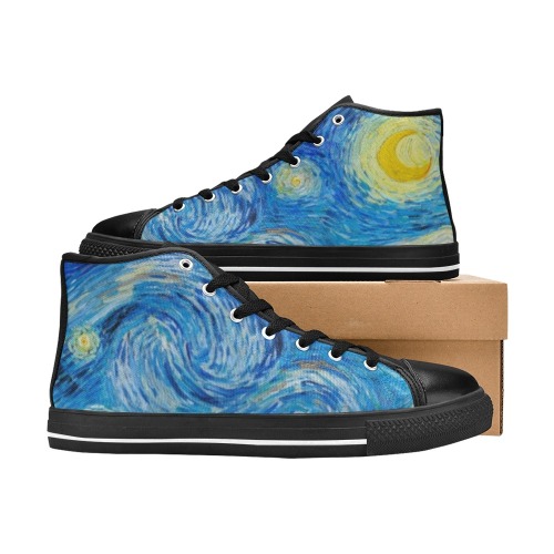 Starry Night High Top Canvas Shoes for Kid (Model 017)