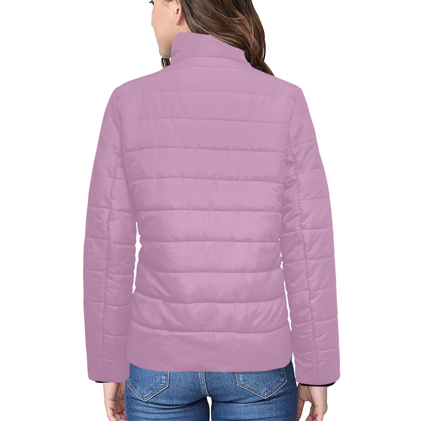 color mauve Women's Stand Collar Padded Jacket (Model H41)