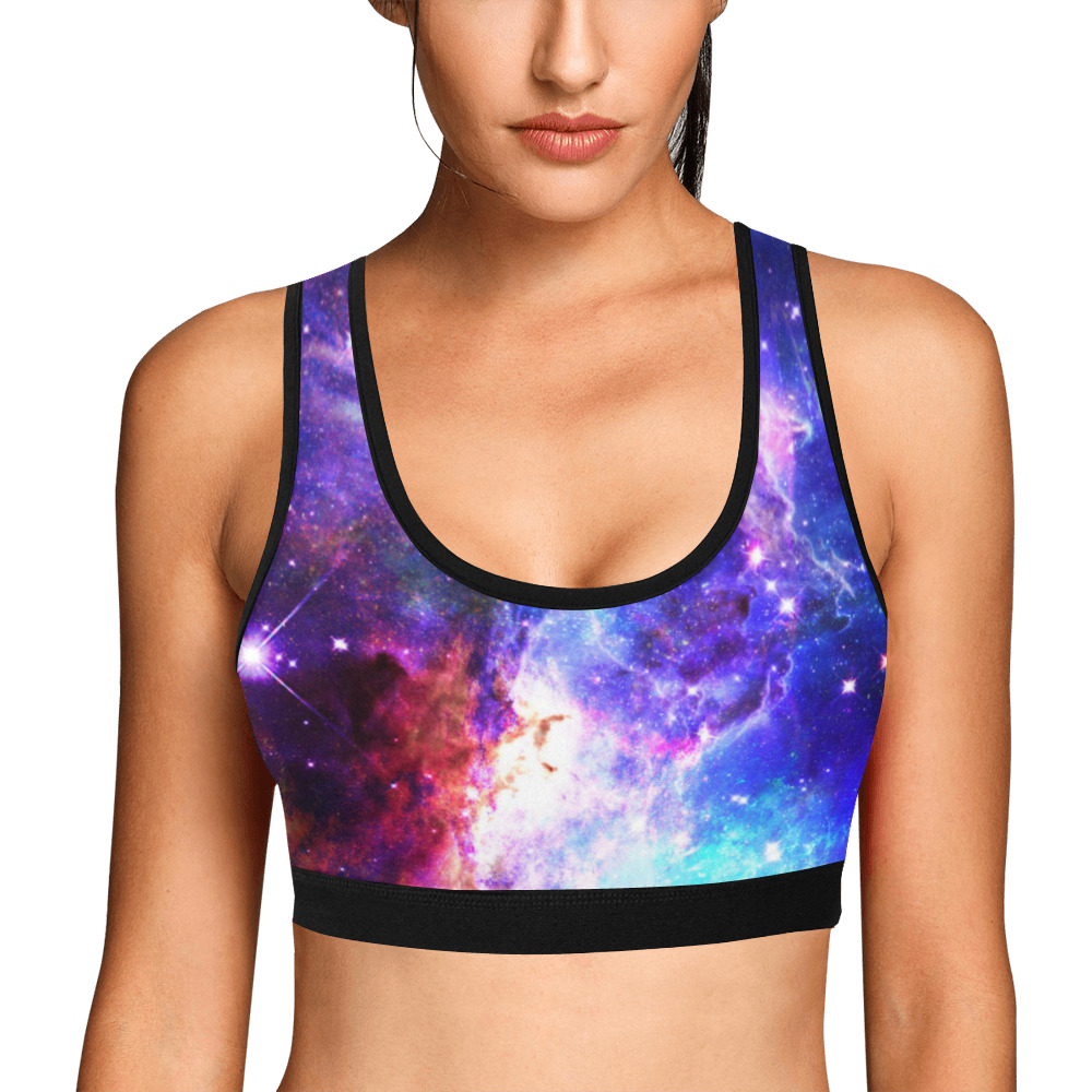 Mystical fantasy deep galaxy space - Interstellar cosmic dust Women's All Over Print Sports Bra (Model T52)