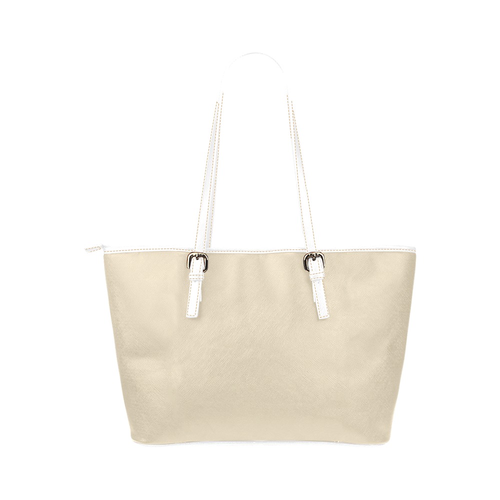 Tan White Leather Tote Bag/Large (Model 1651)