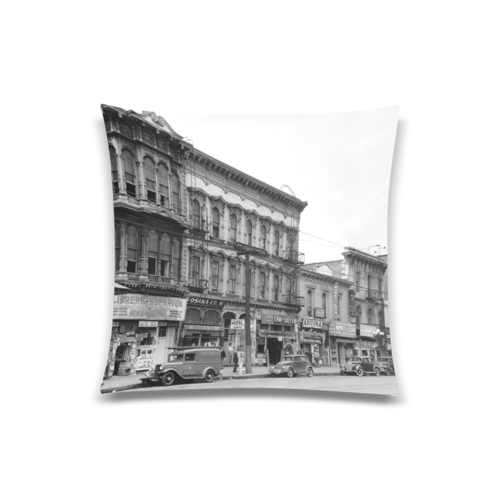 East side of Main Street Los Angeles. 1930s Custom Zippered Pillow Case 20"x20"(One Side)